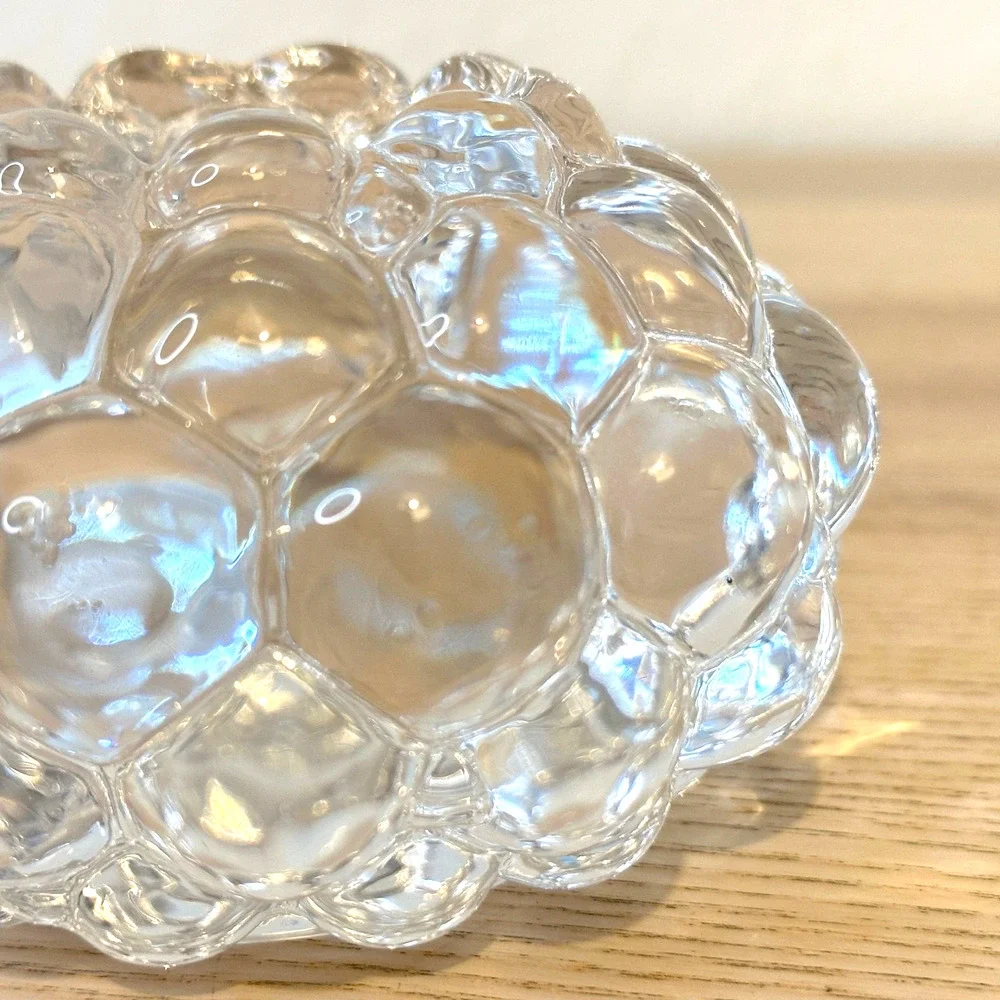 Orrefors Raspberry Art Glass Votive Candle Holder Tealight Bubble Texture Modern